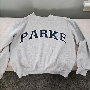 Parke Crewneck Sweatshirt in Light Gray with Navy Logo